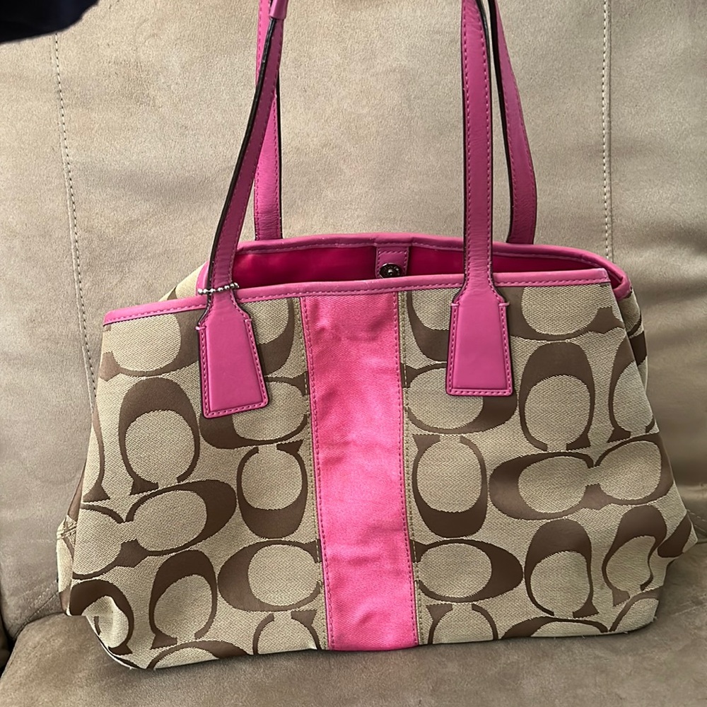 Coach pink and tan bag